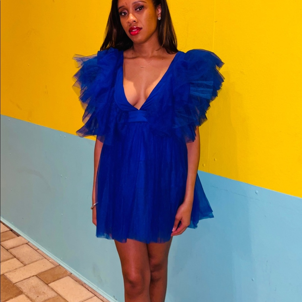 Blue ruffled dress